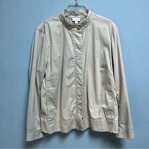 Women’s J Jill Jacket Light Tan With Tortoise Shell Buttons Size Large Loose Fit